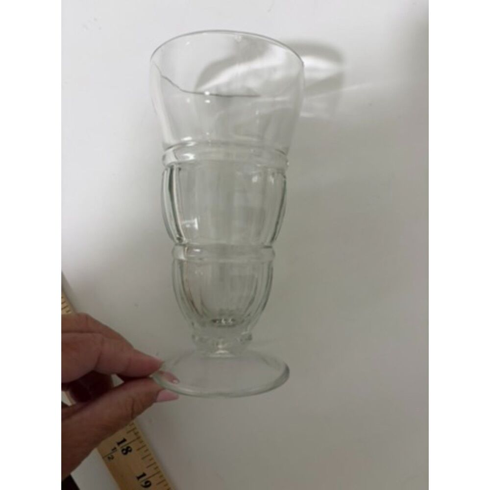 vtg. clear paneled pressed glass sundae/milkshake dish